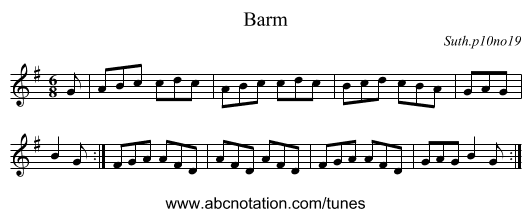 Barm - staff notation