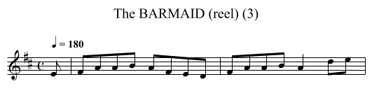 BARMAID (reel) (3), The - staff notation