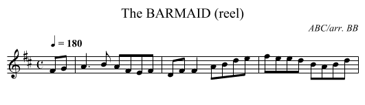 BARMAID (reel), The - staff notation