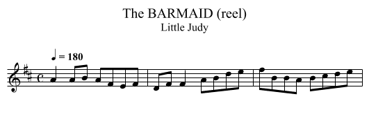 BARMAID (reel), The - staff notation