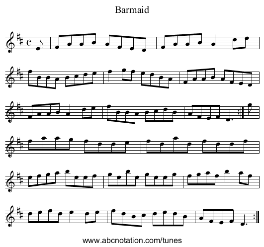 Barmaid - staff notation