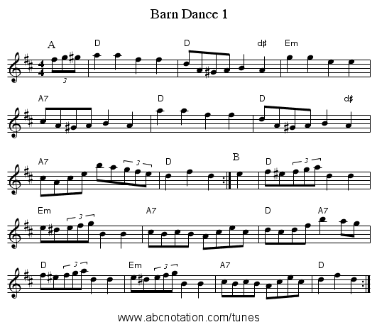 Barn Dance 1 - staff notation