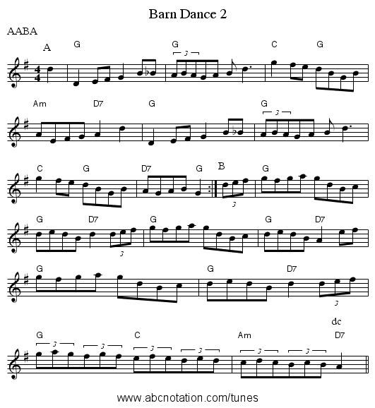 Barn Dance 2 - staff notation