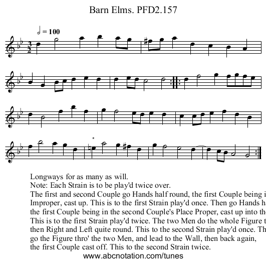 Barn Elms. PFD2.157 - staff notation