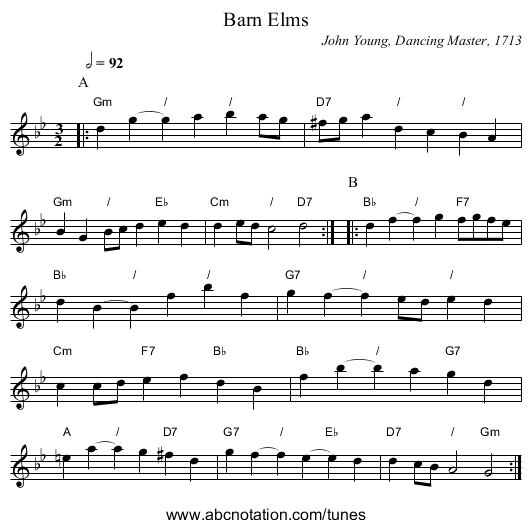 Barn Elms - staff notation