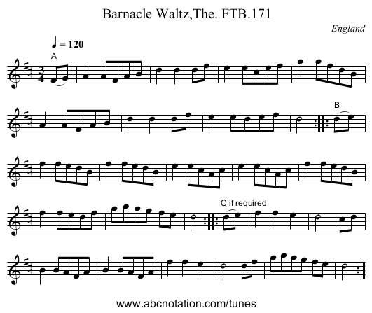 Barnacle Waltz,The. FTB.171 - staff notation