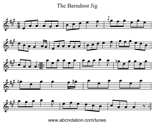 Barndoor Jig, The - staff notation
