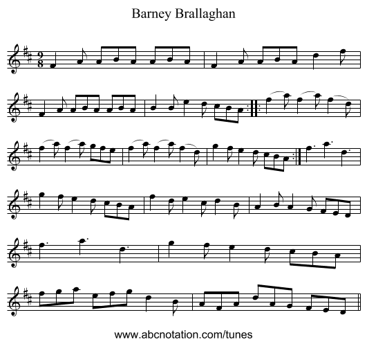 Barney Brallaghan - staff notation