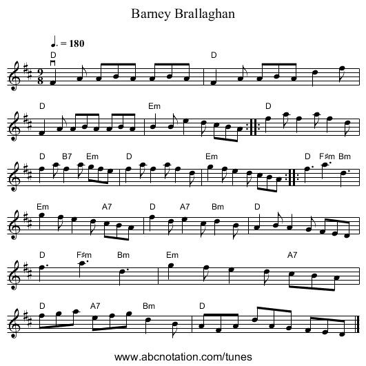 Barney Brallaghan - staff notation