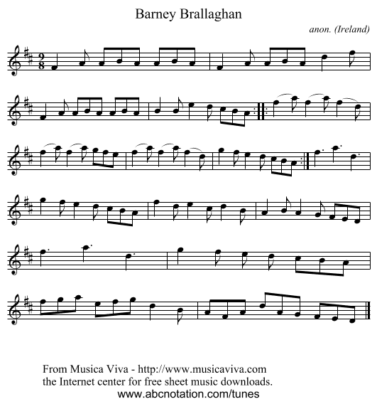 Barney Brallaghan - staff notation