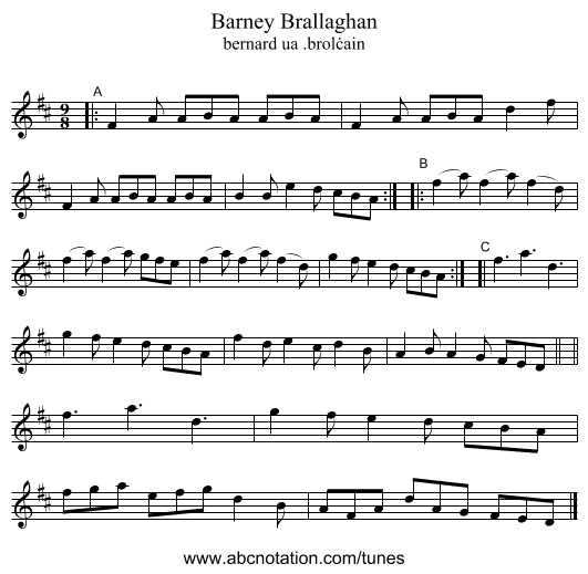 Barney Brallaghan - staff notation