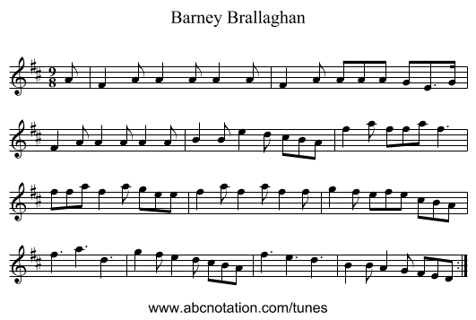 Barney Brallaghan - staff notation