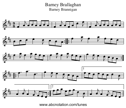 Barney Brallaghan - staff notation