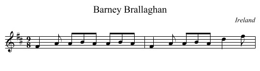 Barney Brallaghan - staff notation