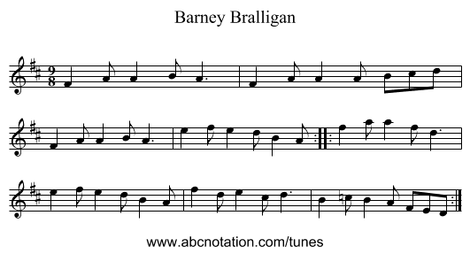 Barney Bralligan - staff notation