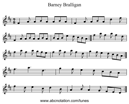 Barney Bralligan - staff notation