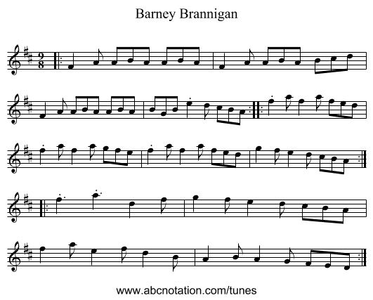 Barney Brannigan - staff notation