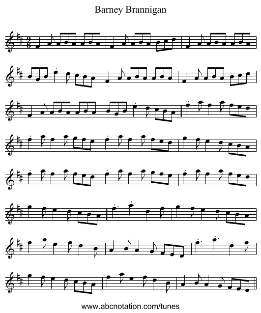 Barney Brannigan - staff notation