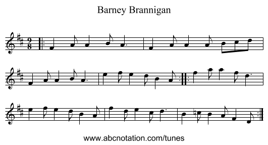 Barney Brannigan - staff notation