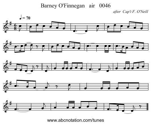 Barney O'Finnegan air 0046 - staff notation