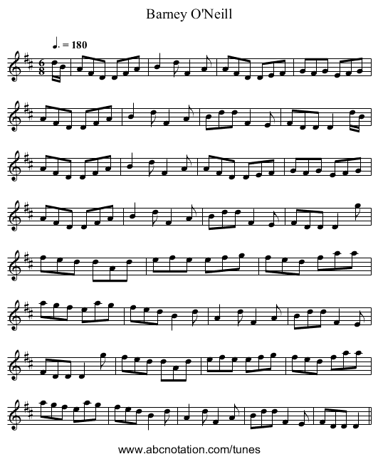 Barney O'Neill - staff notation