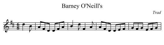 Barney O'Neill's - staff notation