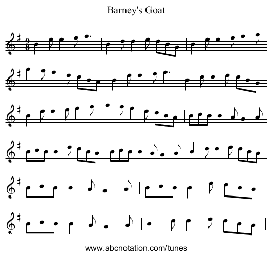 Barney's Goat - staff notation