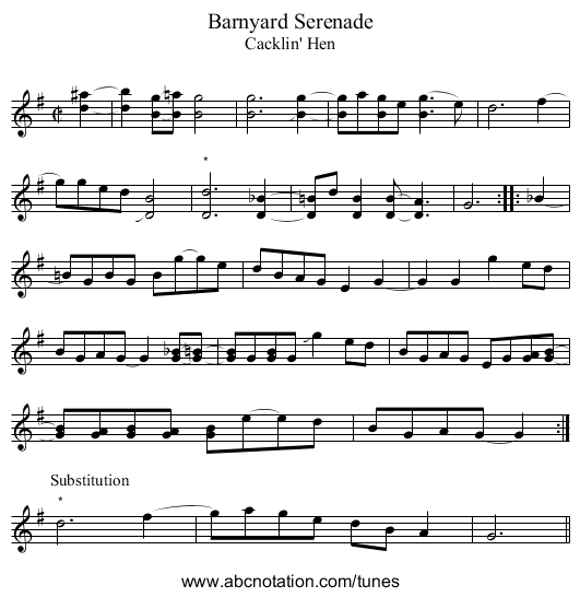 Barnyard Serenade - staff notation