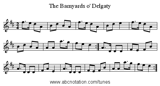 Barnyards o' Delgaty, The - staff notation