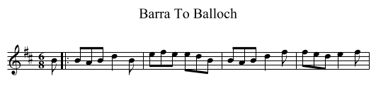 Barra To Balloch - staff notation