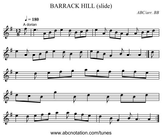 BARRACK HILL (slide) - staff notation