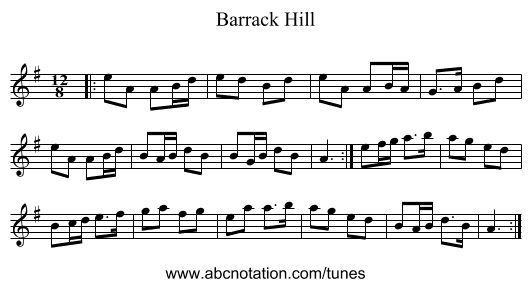 Barrack Hill - staff notation