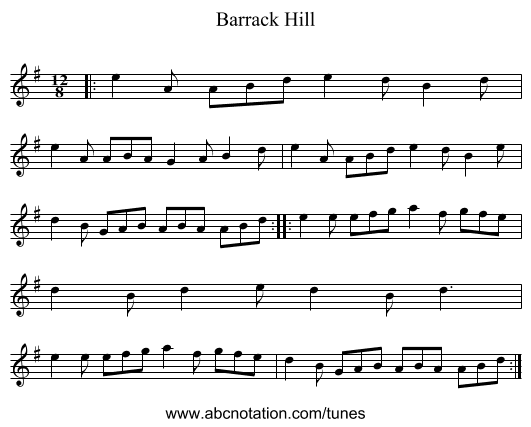 Barrack Hill - staff notation