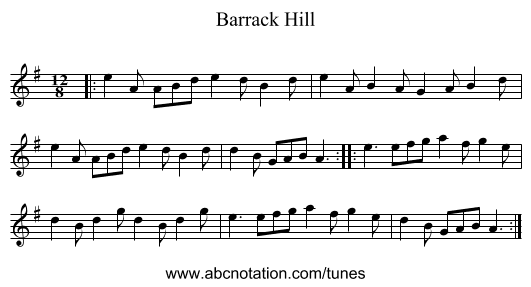 Barrack Hill - staff notation