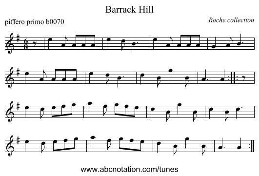 Barrack Hill - staff notation