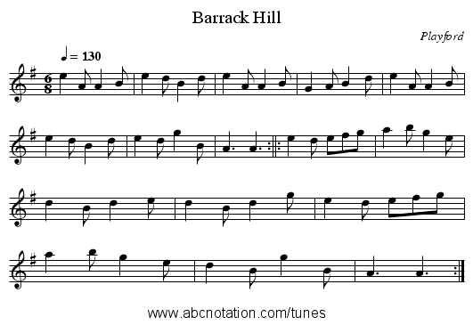 Barrack Hill - staff notation