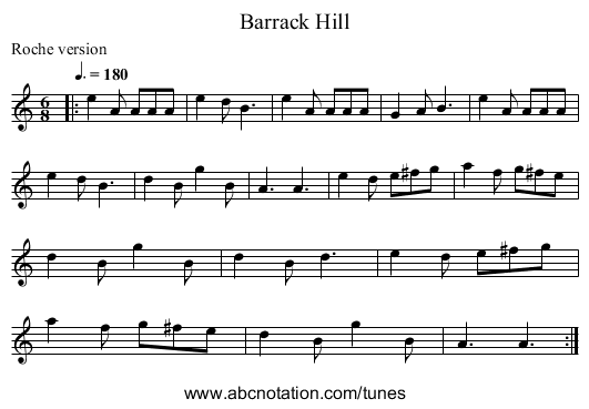 Barrack Hill - staff notation