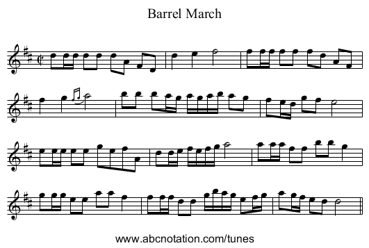 Barrel March - staff notation