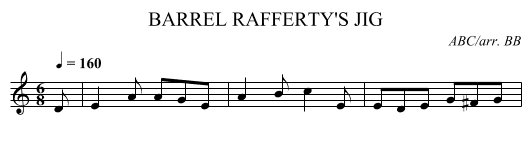 BARREL RAFFERTY'S JIG - staff notation
