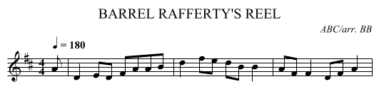 BARREL RAFFERTY'S REEL - staff notation