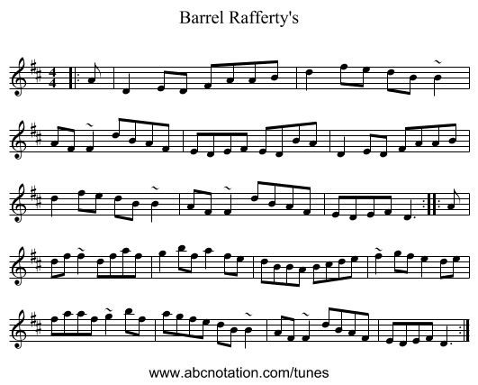 Barrel Rafferty's - staff notation