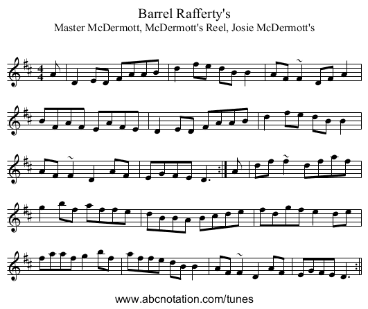 Barrel Rafferty's - staff notation