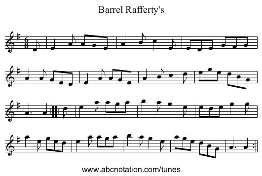 Barrel Rafferty's - staff notation