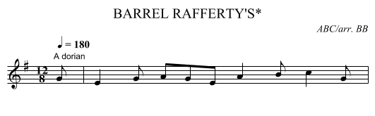 BARREL RAFFERTY'S* - staff notation