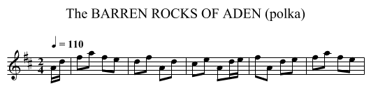 BARREN ROCKS OF ADEN (polka), The - staff notation