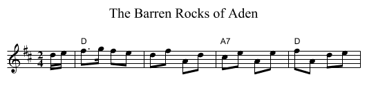 Barren Rocks of Aden, The - staff notation
