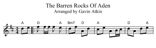 Barren Rocks Of Aden, The - staff notation