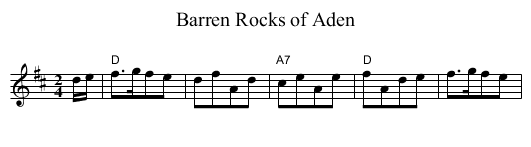 Barren Rocks of Aden - staff notation