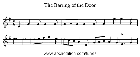 Barring of the Door, The - staff notation