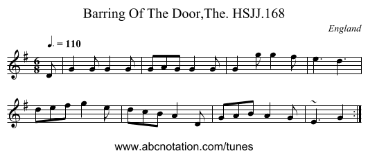 Barring Of The Door,The. HSJJ.168 - staff notation